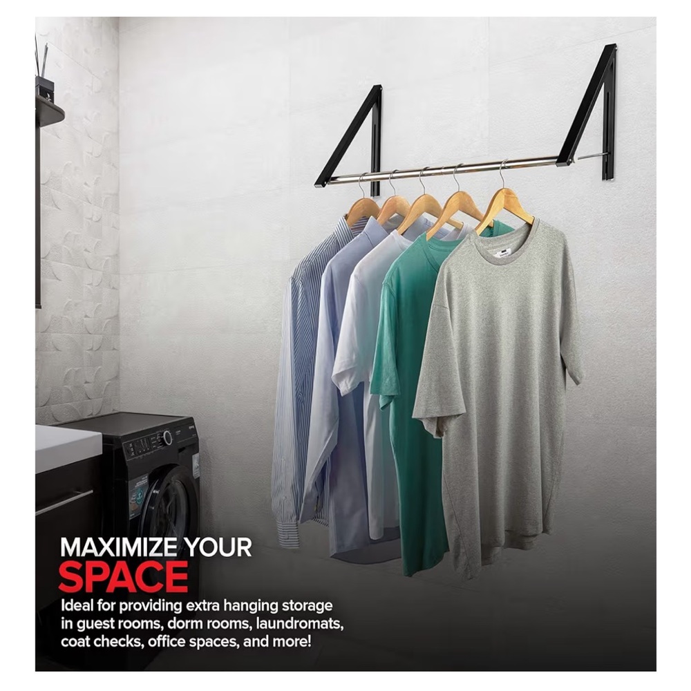 Retractable Clothes Rack with Black Frame - Picture 6 of 13